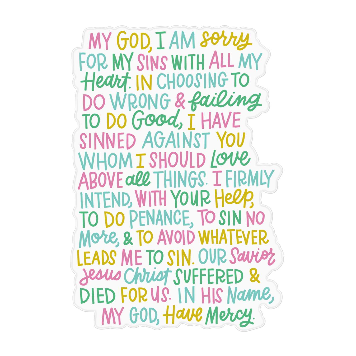 Act of Contrition Window Cling – Catholic Family Crate