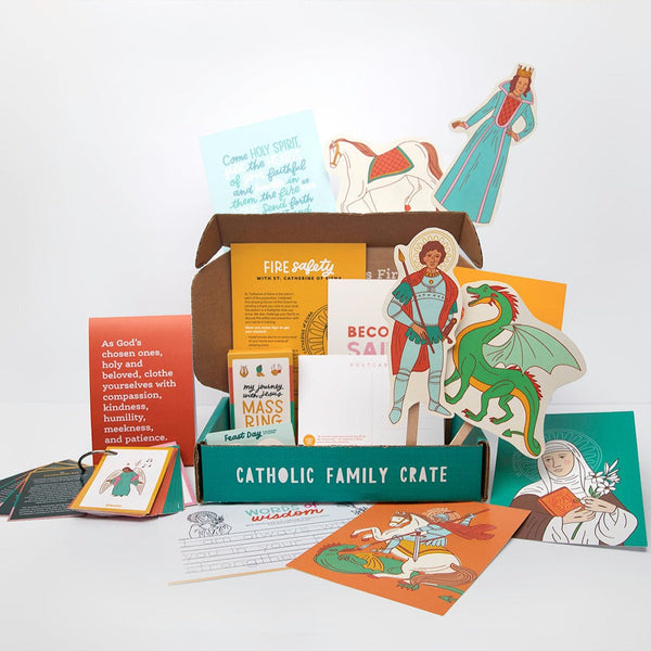 April crate: St. Catherine of Siena, St. George, and the Mass