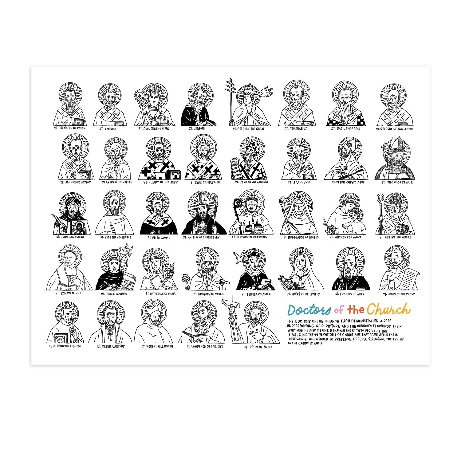 Doctors of the Church Jumbo Activity Sheet, one of the 4 sheets in the Jumbo Activity Sheets Bundle