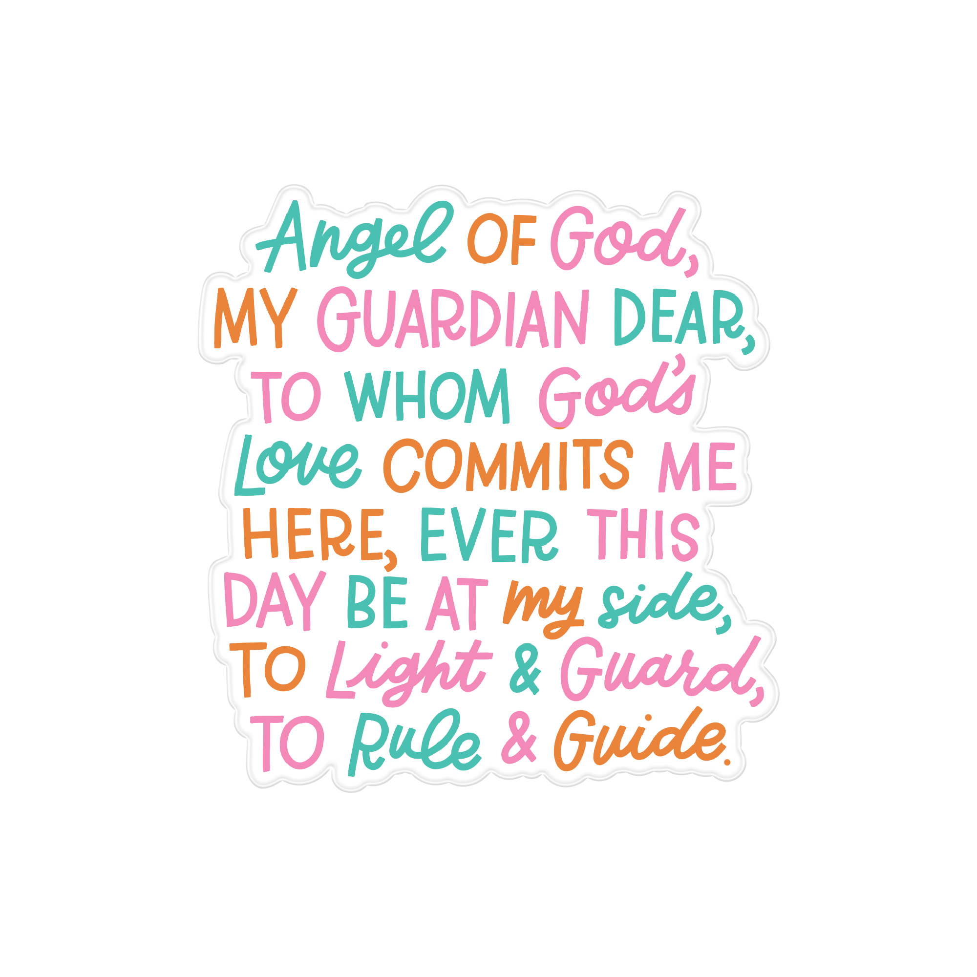 Guardian Angel prayer window cling