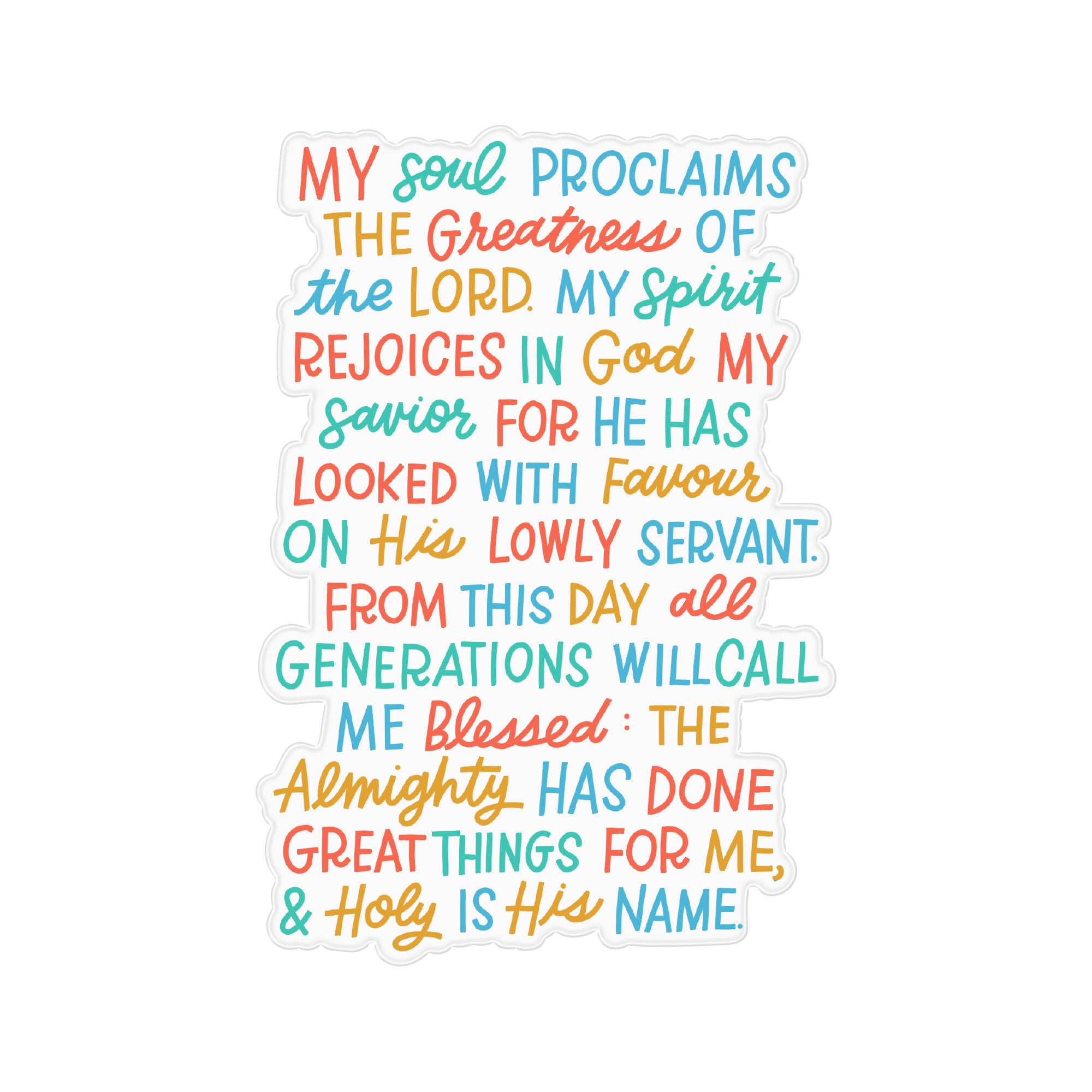 The Magnificat prayer window cling