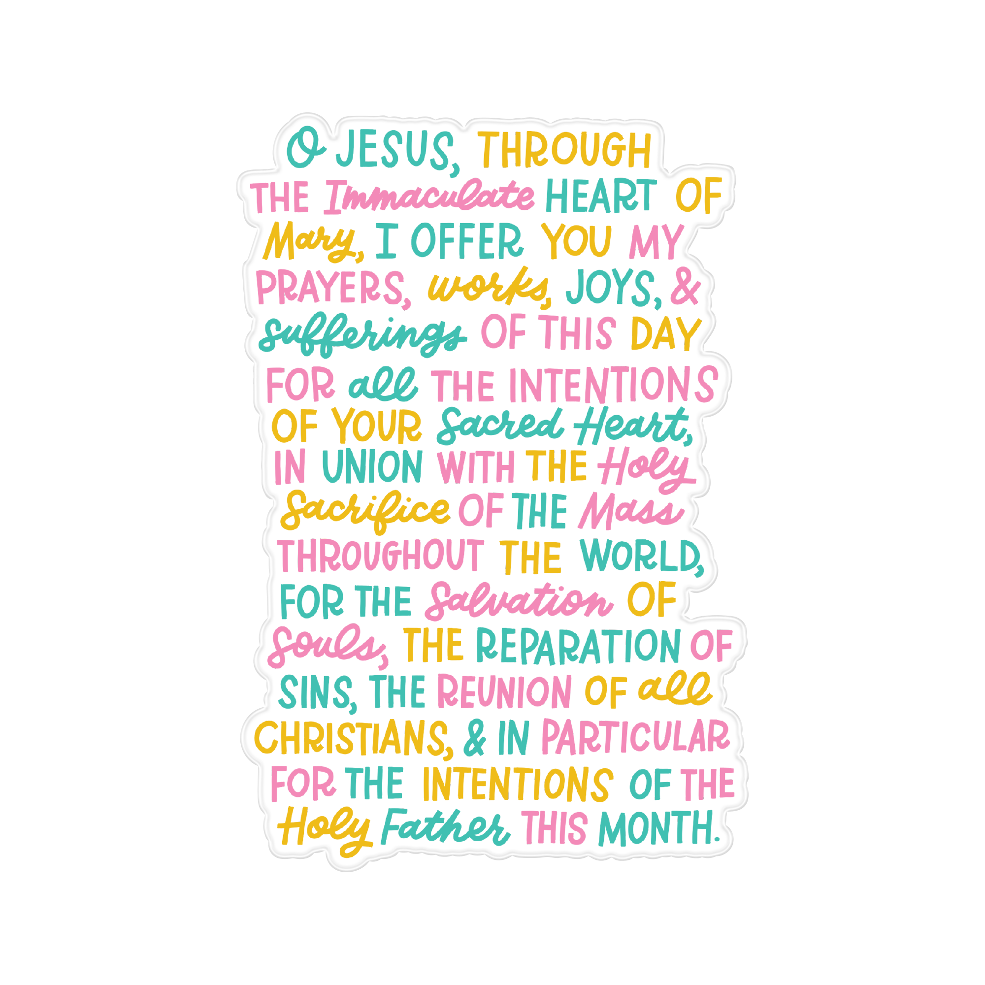 Morning Offering prayer window cling