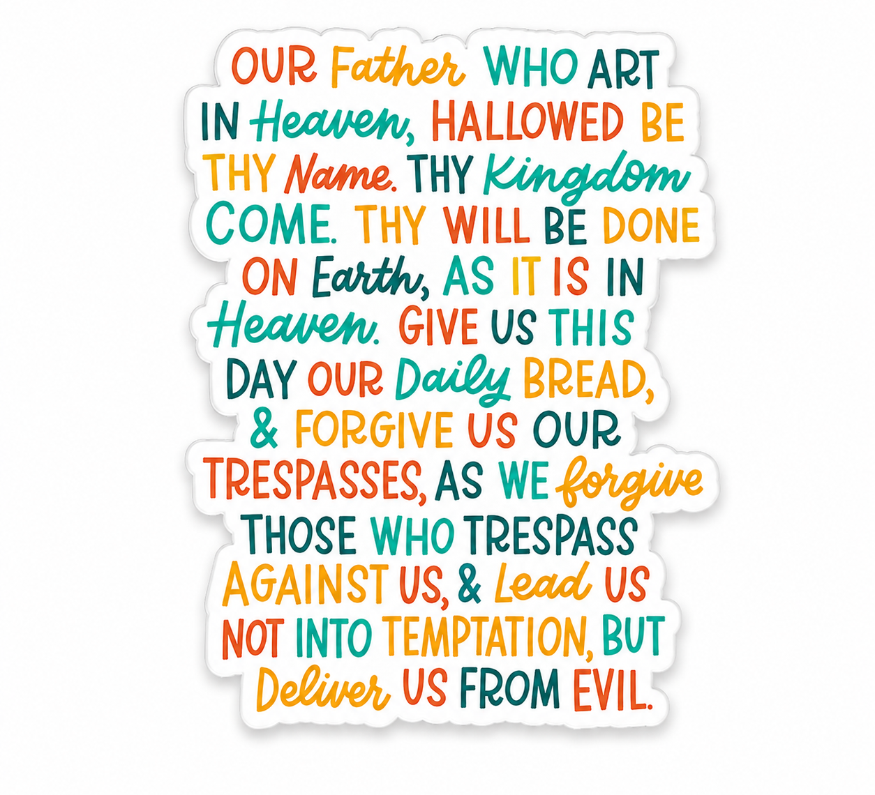 Our Father prayer window cling