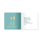 Prayer Before Meals page with a gold fork and spoon illustration