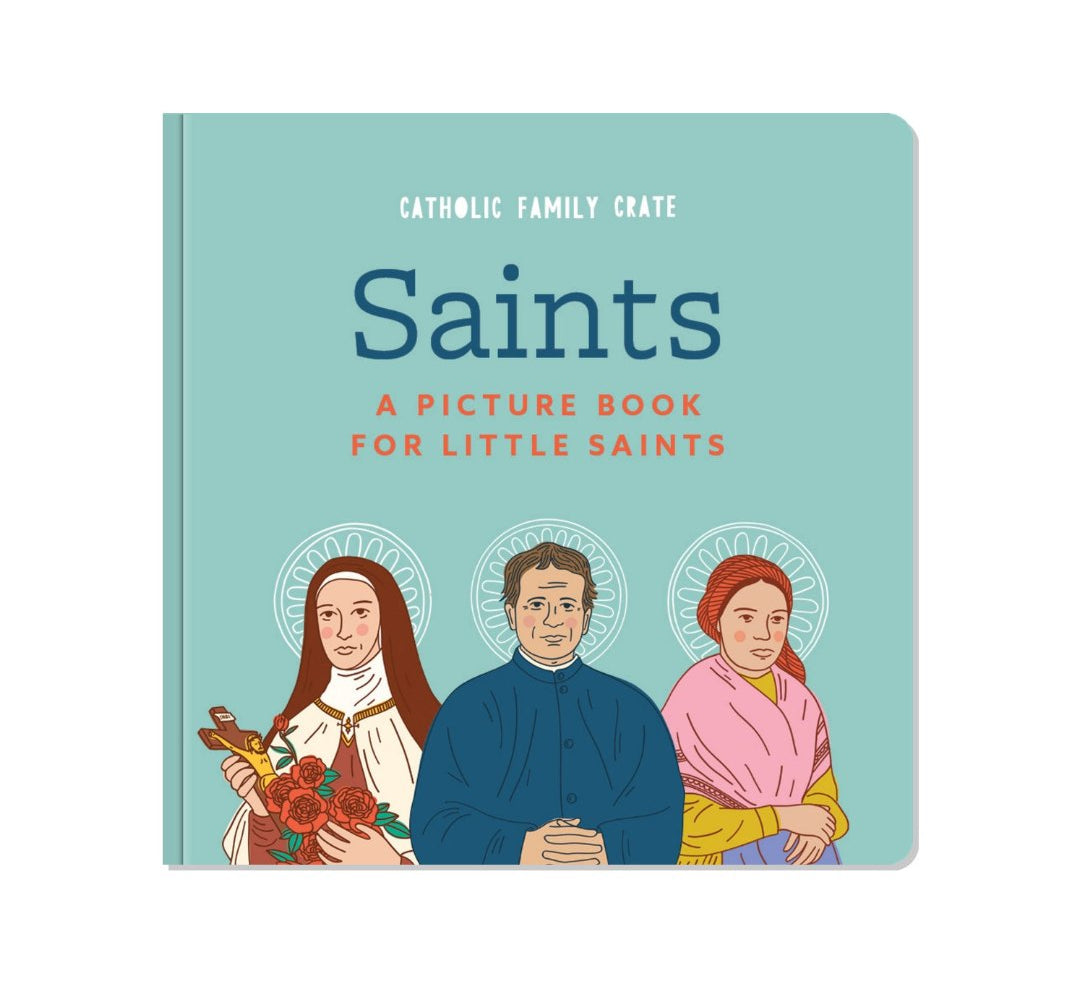 Front cover of the Saints Board Book, a picture book for little saints