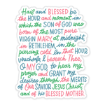 St. Andrew Christmas Novena Window Cling with the novena prayer in festive hand lettering