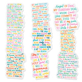 All nine Catholic prayer window clings in the bundle shown together on a white background