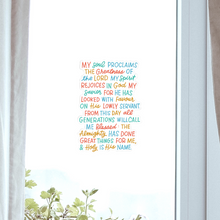 Load image into Gallery viewer, The Magnificat Prayer Window Cling
